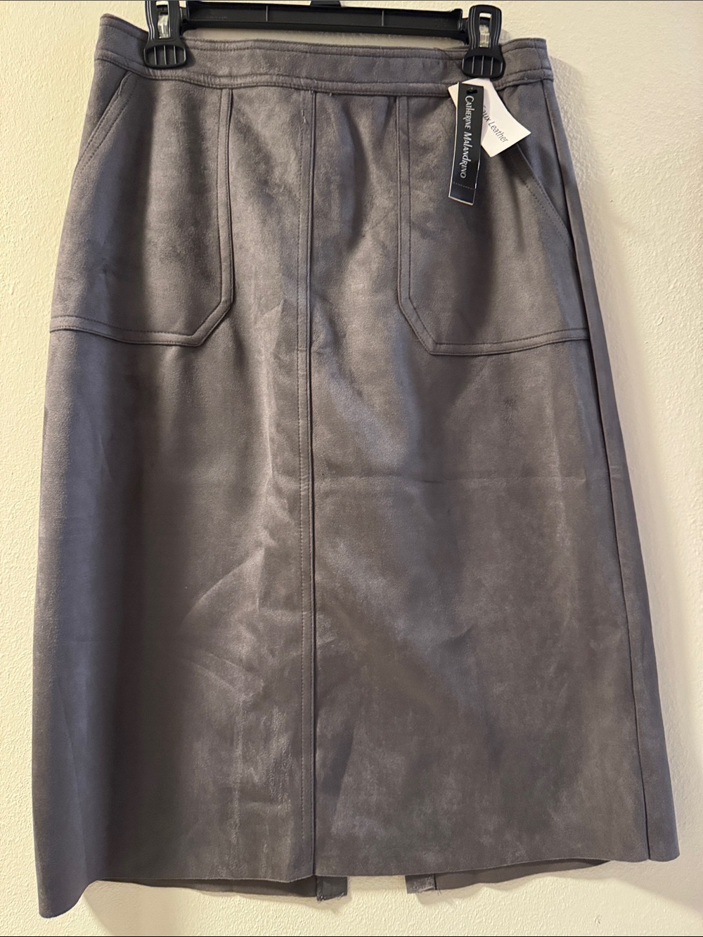 Catherine Malandrino Gray Faux Leather Pencil Skirt